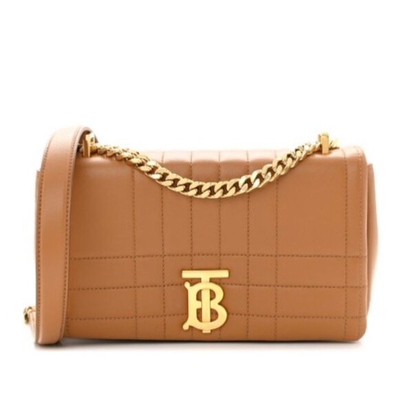 Burberry Small Lola Lambskin Quilted Exploded Check Chain Bag Marple Bro… - Picture 1 of 16